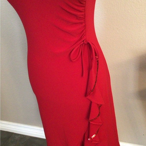 Red Sequin Strap Dress - Picture 2 of 7